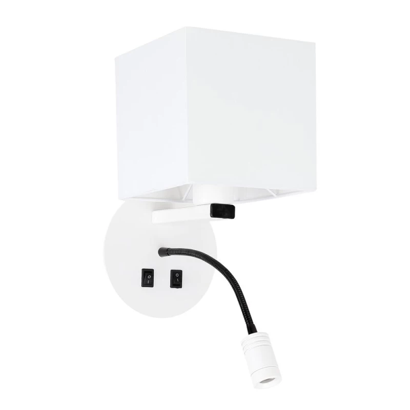 Nástěnné LED světlo se čtecím ramenem MAGNUM 1 - 1xE27, 40W + LED 3W, 3200K (teplá bílá), bílé