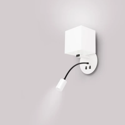 Nástěnné LED světlo se čtecím ramenem MAGNUM 1 - 1xE27, 40W + LED 3W, 3200K (teplá bílá), bílé