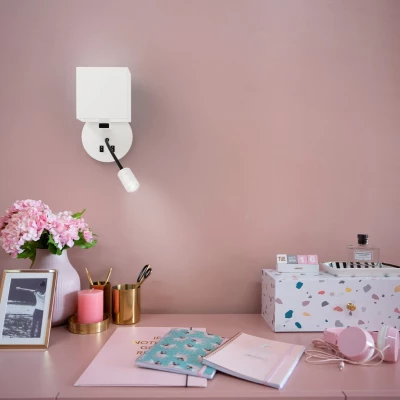 Nástěnné LED světlo se čtecím ramenem MAGNUM 1 - 1xE27, 40W + LED 3W, 3200K (teplá bílá), bílé