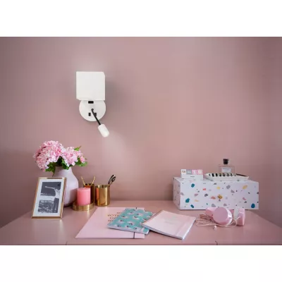 Nástěnné LED světlo se čtecím ramenem MAGNUM 1 - 1xE27, 40W + LED 3W, 3200K (teplá bílá), bílé