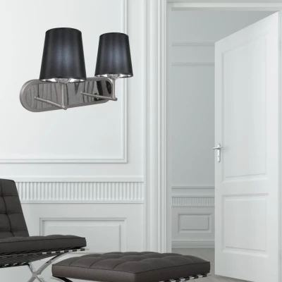 Moderní nástěnné osvětlení MILONGA - 2xE27, 60W, stříbrné / černé