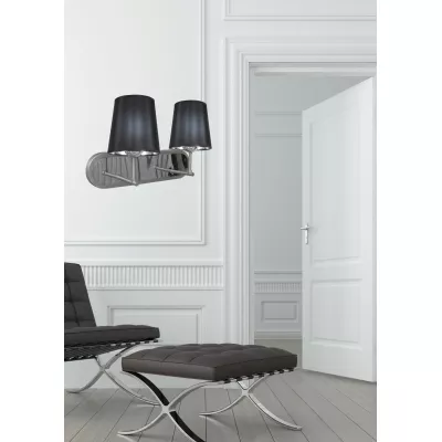 Moderní nástěnné osvětlení MILONGA - 2xE27, 60W, stříbrné / černé