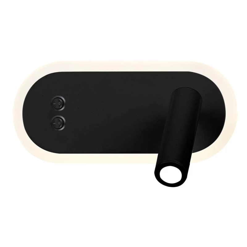 Nástěnné LED světlo se čtecím ramenem MIRACLE - 6W+3W, 4000K (denní bílá), černé