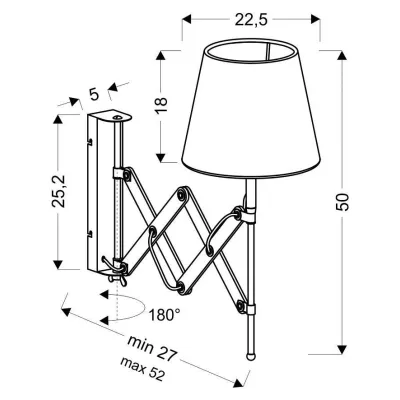 Nástěnná flexibilní lampa na čtení MITO, 1xE27 - 40W, chromovaná / bílá