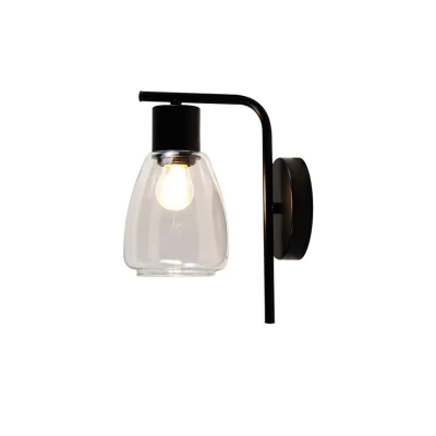 Nástěnná moderní lampa MOLDO - 1xE27, 40W, černá / čiré sklo