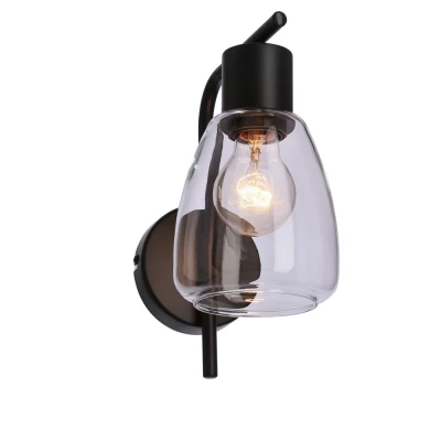 Nástěnná moderní lampa MOLDO - 1xE27, 40W, černá / čiré sklo
