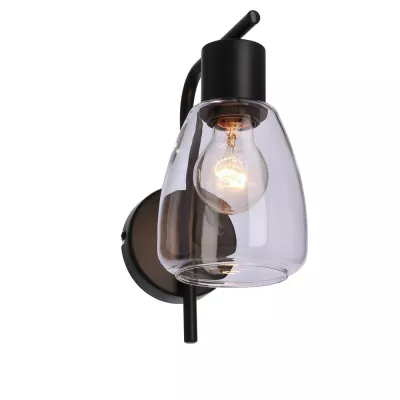 Nástěnná moderní lampa MOLDO - 1xE27, 40W, černá / čiré sklo