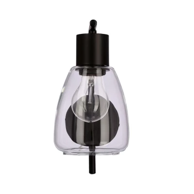 Nástěnná moderní lampa MOLDO - 1xE27, 40W, černá / čiré sklo