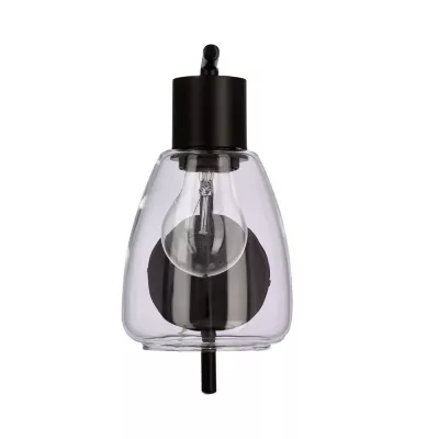 Nástěnná moderní lampa MOLDO - 1xE27, 40W, černá / čiré sklo