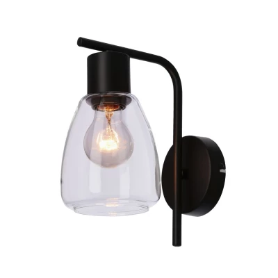 Nástěnná moderní lampa MOLDO - 1xE27, 40W, černá / čiré sklo