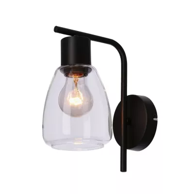 Nástěnná moderní lampa MOLDO - 1xE27, 40W, černá / čiré sklo