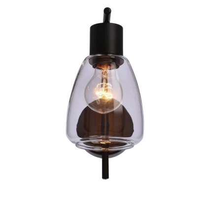Nástěnná moderní lampa MOLDO - 1xE27, 40W, černá / čiré sklo