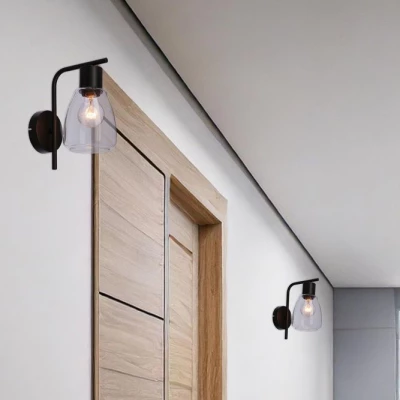 Nástěnná moderní lampa MOLDO - 1xE27, 40W, černá / čiré sklo