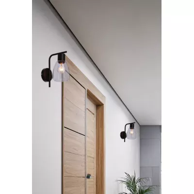 Nástěnná moderní lampa MOLDO - 1xE27, 40W, černá / čiré sklo