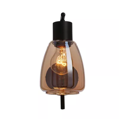 Nástěnná moderní lampa MOLDO - 1xE27, 40W, černá / jantarové sklo