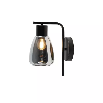 Nástěnná moderní lampa MOLDO - 1xE27, 40W, černá / kouřové sklo