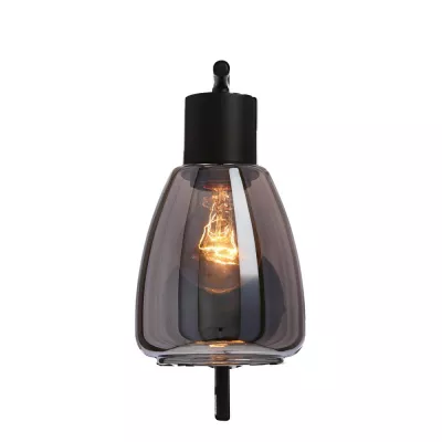 Nástěnná moderní lampa MOLDO - 1xE27, 40W, černá / kouřové sklo