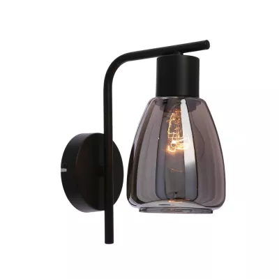Nástěnná moderní lampa MOLDO - 1xE27, 40W, černá / kouřové sklo