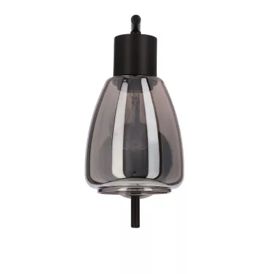 Nástěnná moderní lampa MOLDO - 1xE27, 40W, černá / kouřové sklo