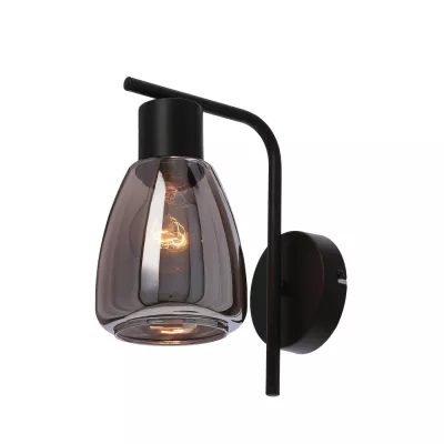 Nástěnná moderní lampa MOLDO - 1xE27, 40W, černá / kouřové sklo