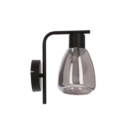 Nástěnná moderní lampa MOLDO - 1xE27, 40W, černá / kouřové sklo