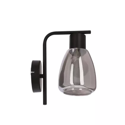 Nástěnná moderní lampa MOLDO - 1xE27, 40W, černá / kouřové sklo