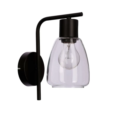 Nástěnná moderní lampa MOLDO - 1xE27, 40W, černá / čiré sklo
