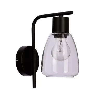 Nástěnná moderní lampa MOLDO - 1xE27, 40W, černá / čiré sklo