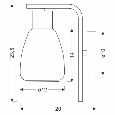 Nástěnná moderní lampa MOLDO - 1xE27, 40W, černá / čiré sklo
