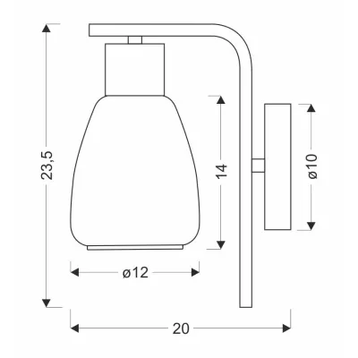 Nástěnná moderní lampa MOLDO - 1xE27, 40W, černá / kouřové sklo
