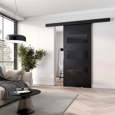 VÝPRODEJ - Posuvné dveře na stěnu BARRET 5 - 76 cm, černé