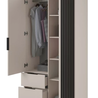 VÝPRODEJ - Dvoudveřová skříň MARFA - šířka 105 cm, kašmír / černá