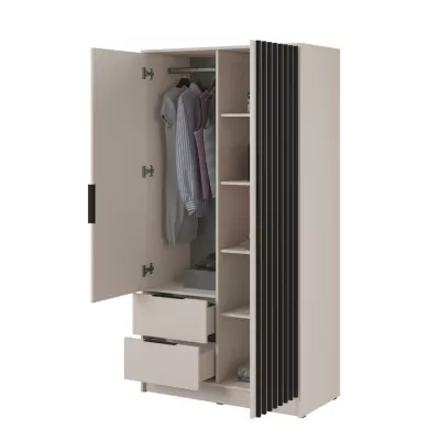 VÝPRODEJ - Dvoudveřová skříň MARFA - šířka 105 cm, kašmír / černá