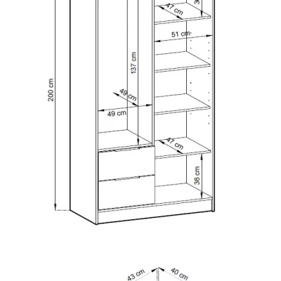 VÝPRODEJ - Dvoudveřová skříň MARFA - šířka 105 cm, kašmír / černá