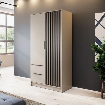 VÝPRODEJ - Dvoudveřová skříň MARFA - šířka 105 cm, kašmír / černá