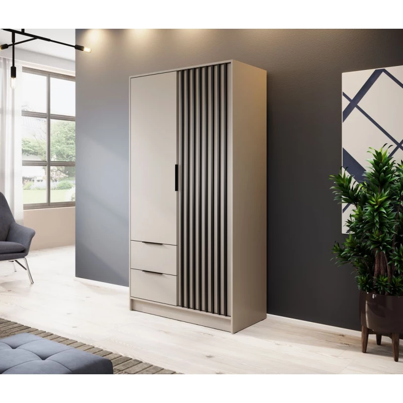 VÝPRODEJ - Dvoudveřová skříň MARFA - šířka 105 cm, kašmír / černá