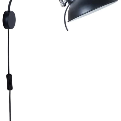 Nástěnná čtecí lampa s vypínačem NORA - 1xE14, 40W, černá