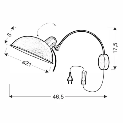 Nástěnná čtecí lampa s vypínačem NORA - 1xE14, 40W, černá