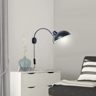 Nástěnná čtecí lampa s vypínačem NORA - 1xE14, 40W, černá