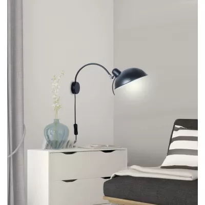 Nástěnná čtecí lampa s vypínačem NORA - 1xE14, 40W, černá