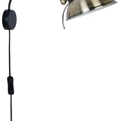 Nástěnná čtecí lampa s vypínačem NORA - 1xE14, 40W, patina