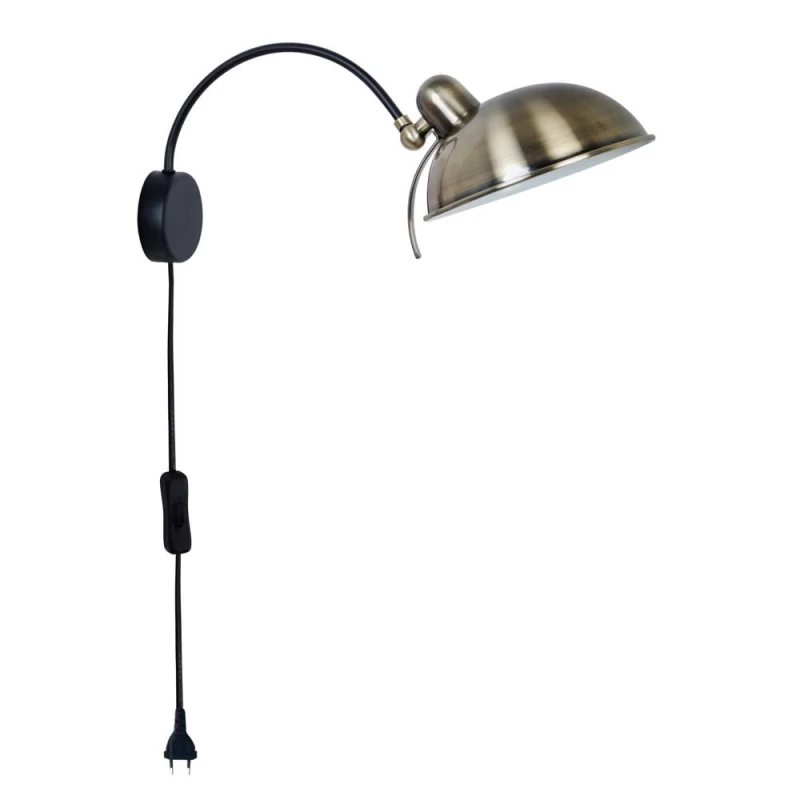 Nástěnná čtecí lampa s vypínačem NORA - 1xE14, 40W, patina