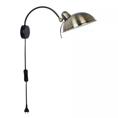 Nástěnná čtecí lampa s vypínačem NORA - 1xE14, 40W, patina