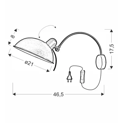 Nástěnná čtecí lampa s vypínačem NORA - 1xE14, 40W, patina