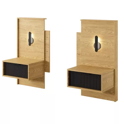VÝPRODEJ - Set 2x noční stolek BRENT - dub baltic / černý + LED osvětlení ZDARMA