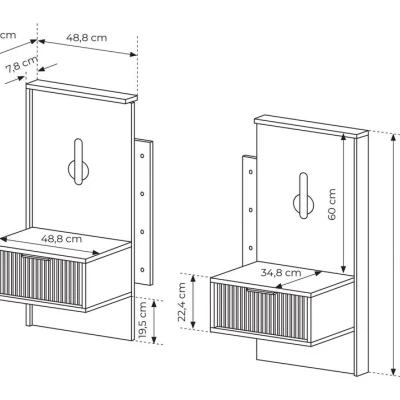 VÝPRODEJ - Set 2x noční stolek BRENT - dub baltic / černý + LED osvětlení ZDARMA