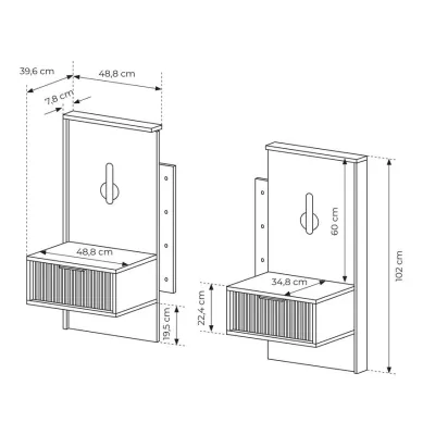 VÝPRODEJ - Set 2x noční stolek BRENT - dub baltic / černý + LED osvětlení ZDARMA
