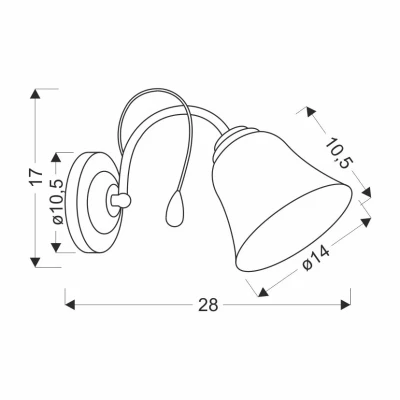 Rustikální nástěnné svítidlo ORA - 1xE27, 40W, zlaté / bílé