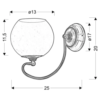Rustikální nástěnná lampa ORBIT - 1xE27, 60W, měděná / patina