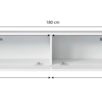 TV stolek CERIEE 180 - beton / bílá lesklá